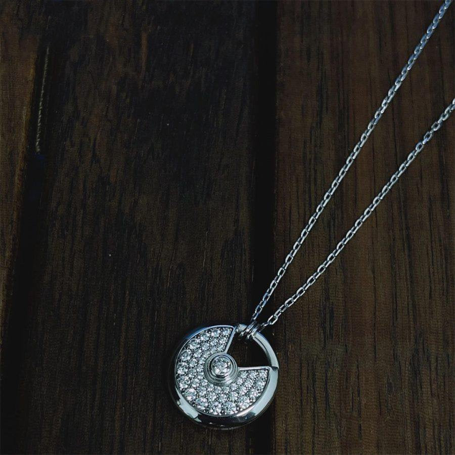 Aura AMULETTE SILVER FULL DIAMOND NECKLACE