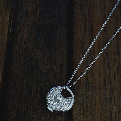 [⭐Aura ]AMULETTE SILVER FULL DIAMOND NECKLACE