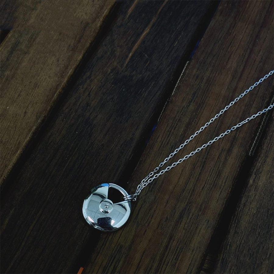 [⭐Aura ]AMULETTE SILVER FULL DIAMOND NECKLACE