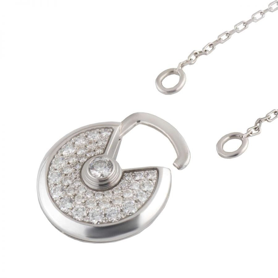 Aura AMULETTE SILVER FULL DIAMOND NECKLACE