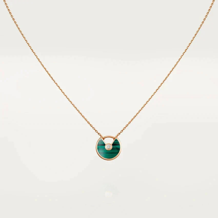 Aura AMULETTE ROSE GOLD MALACHITE NECKLACE