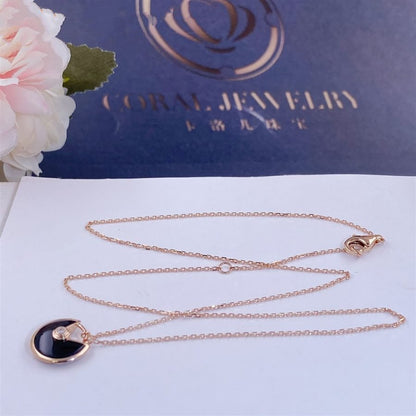 [⭐Aura ]AMULETTE ROSE GOLD ONYX NECKLACE