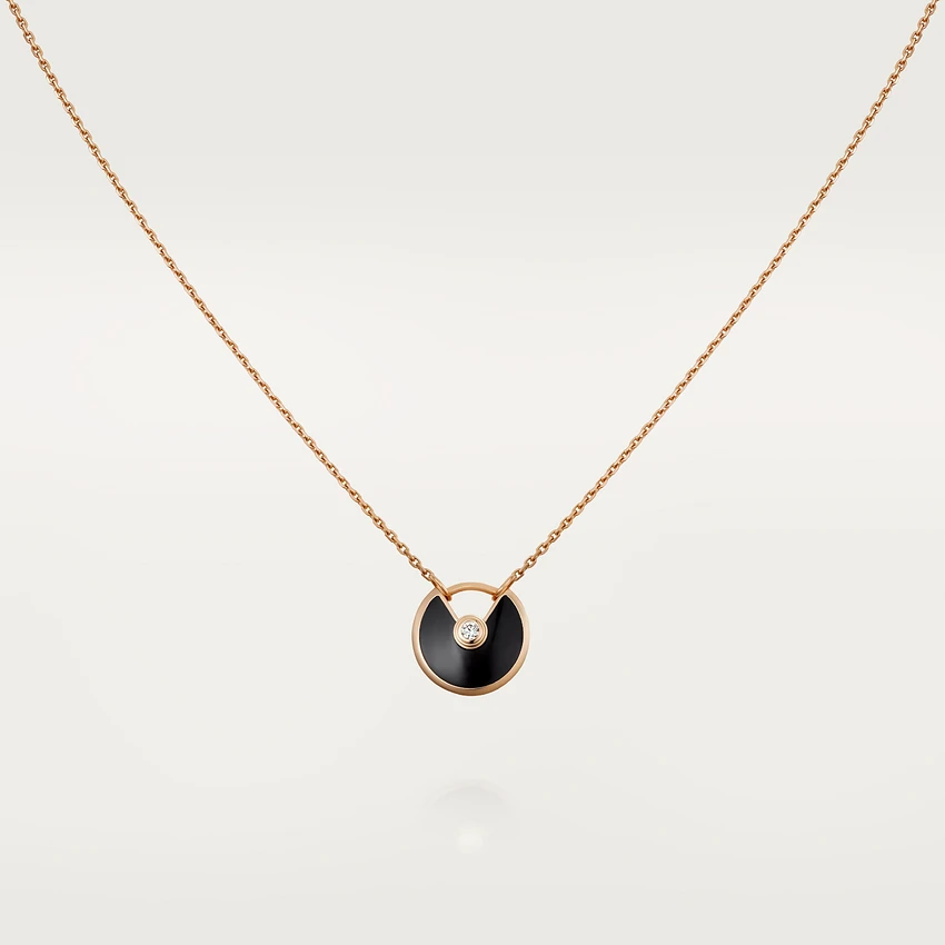 [⭐Aura ]AMULETTE ROSE GOLD ONYX NECKLACE