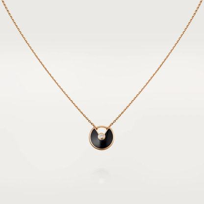 [⭐Aura ]AMULETTE ROSE GOLD ONYX NECKLACE