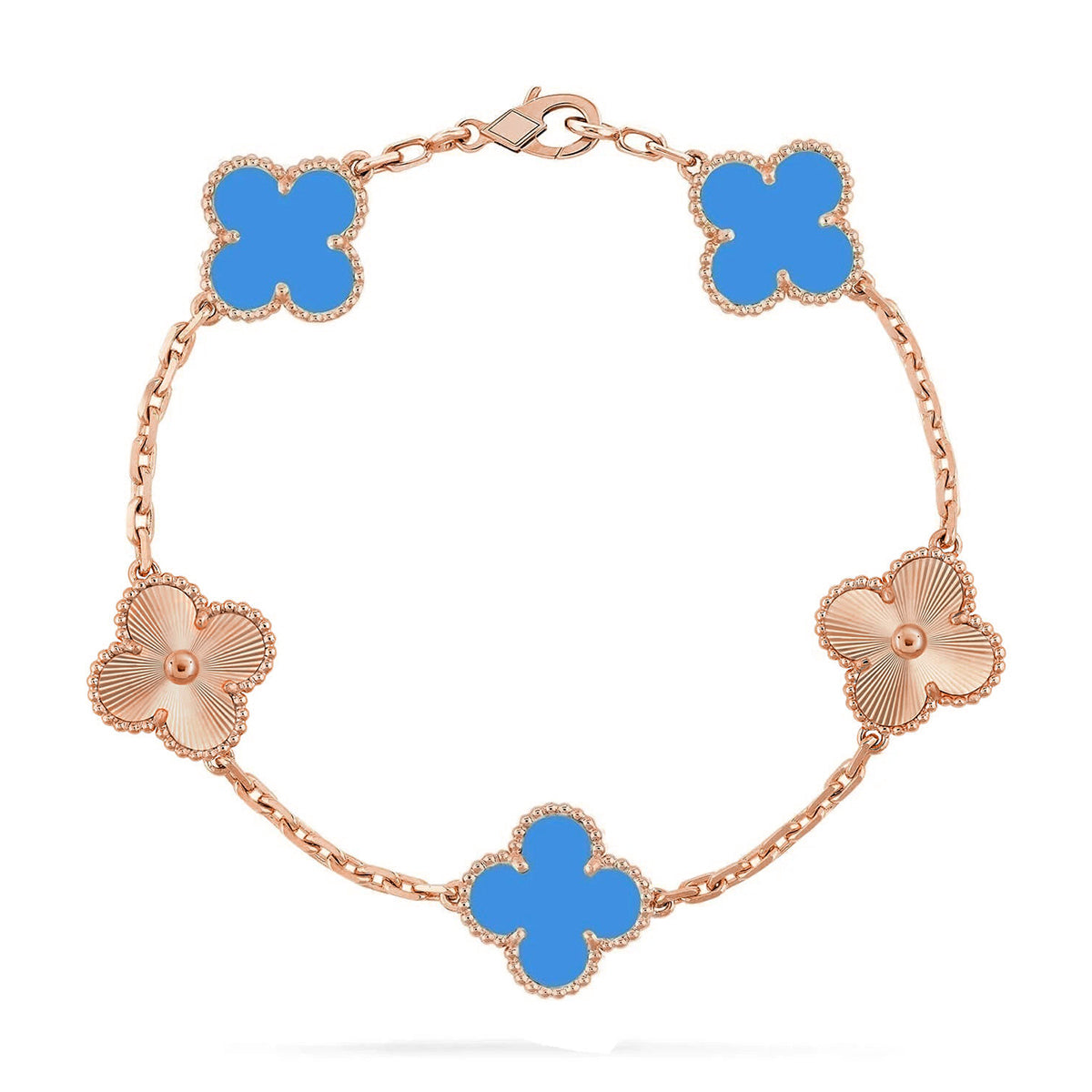 [Aura ]New CLOVER 5 MOTIF BLUE AGATE BRACELET COLLECTION