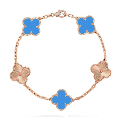 [Aura ]NEUE ARMBAND-KOLLEKTION CLOVER 5 MOTIF BLAUER ACHAT