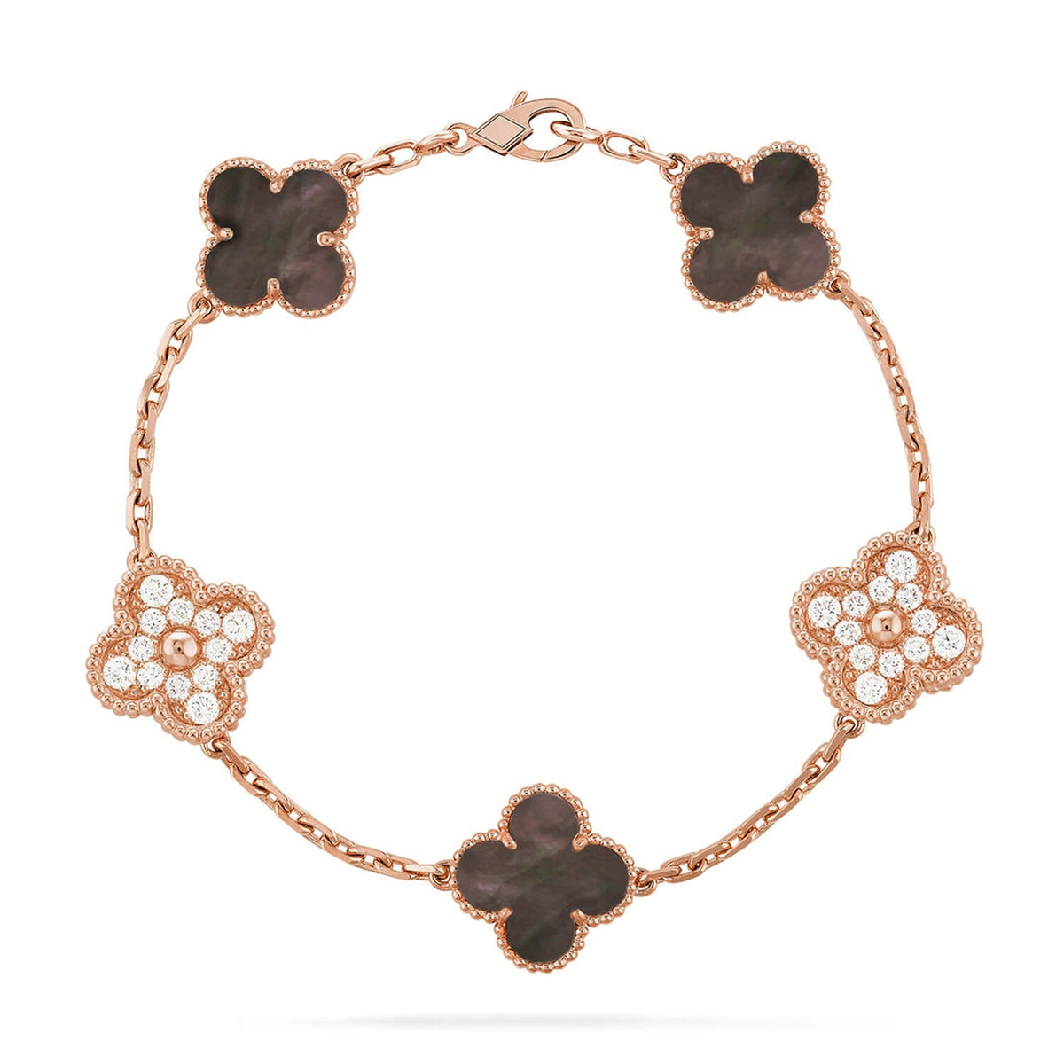 [Aura ]Neue CLOVER 5 MOTIF GRAU MOP ARMBAND KOLLEKTION