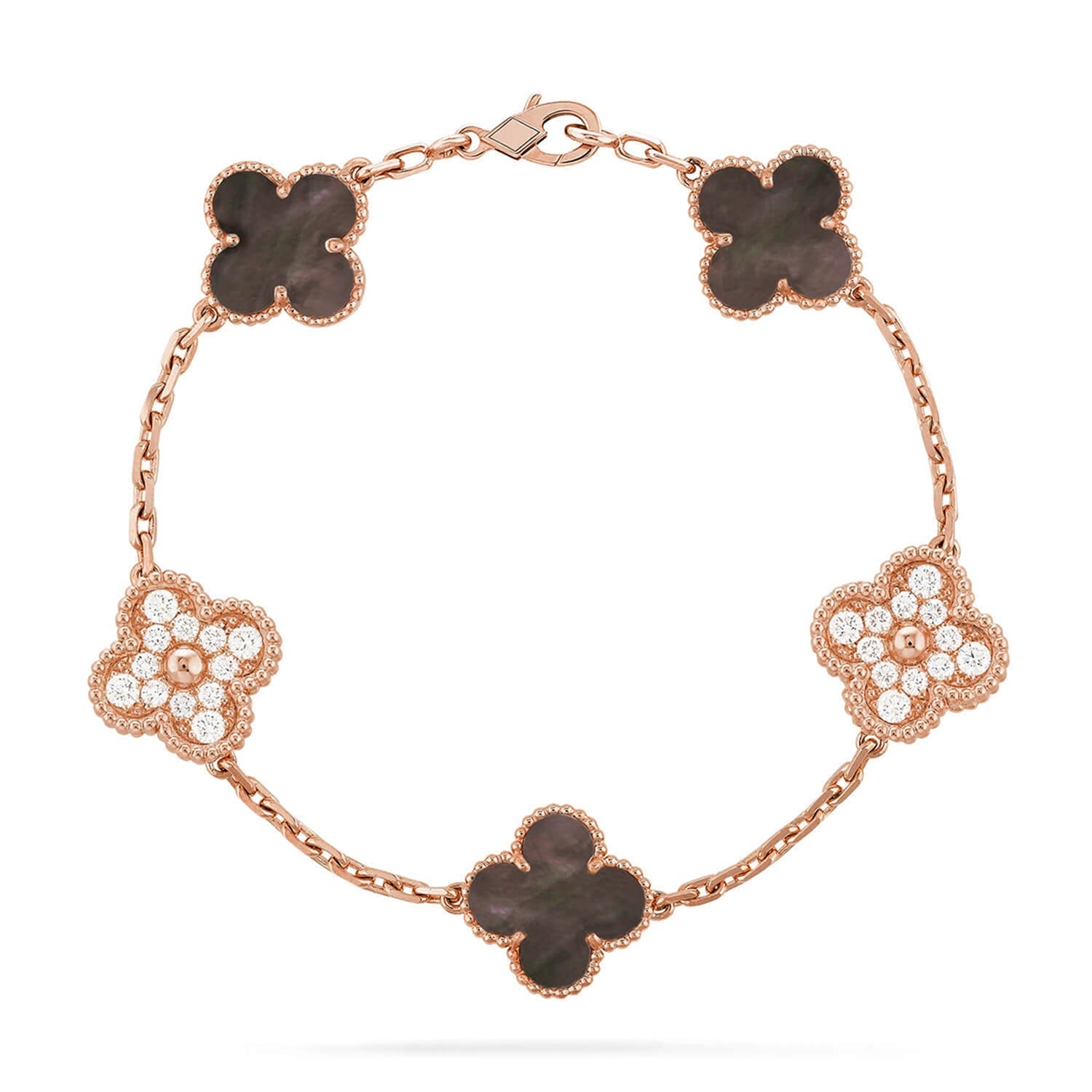 [Aura ]Neue CLOVER 5 MOTIF GRAU MOP ARMBAND KOLLEKTION