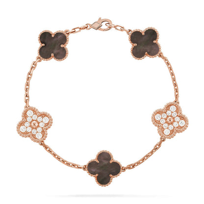 [Aura ]Neue CLOVER 5 MOTIF GRAU MOP ARMBAND KOLLEKTION