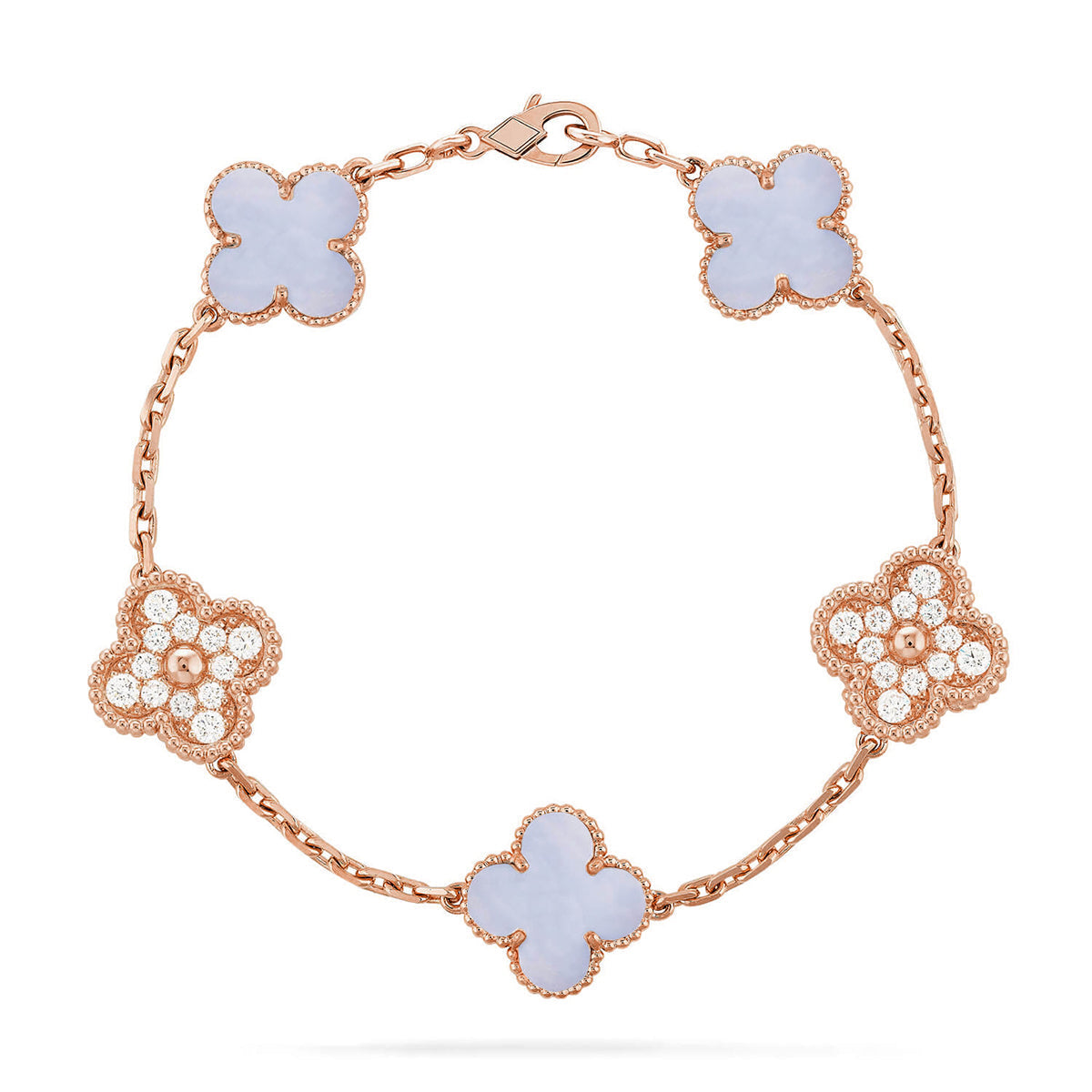 [Aura ]New  CLOVER 5 MOTIF PURPLE CHALCEDONY BRACELET COLLECTION