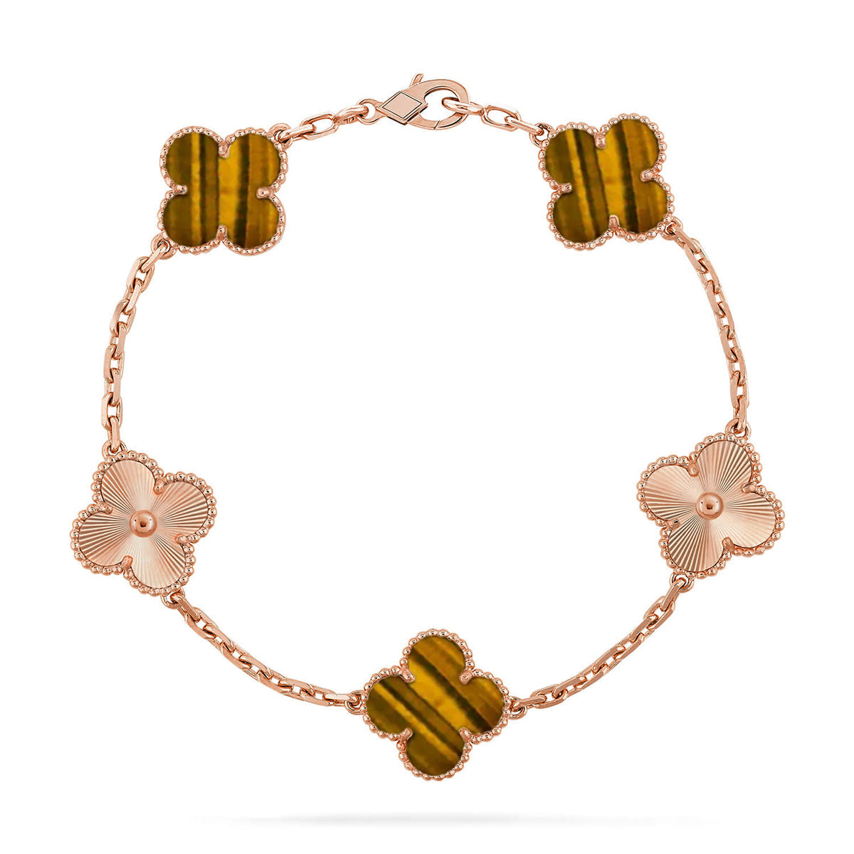 [Aura ]New  CLOVER 5 MOTIFS TIGER EYE BRACELET COLLECTION