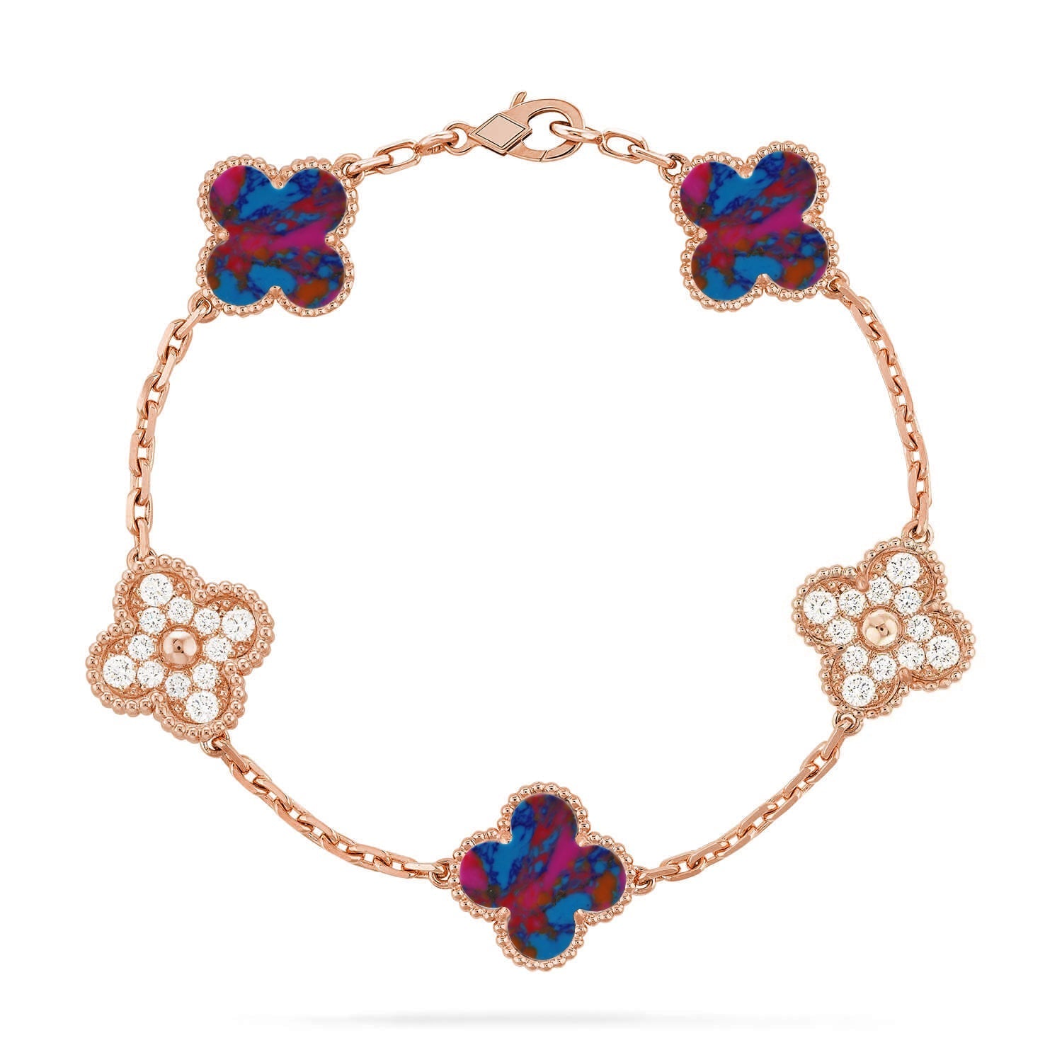 [Aura ]New CLOVER 5 MOTIF COLOR GEMSTONES BRACELET COLLECTION