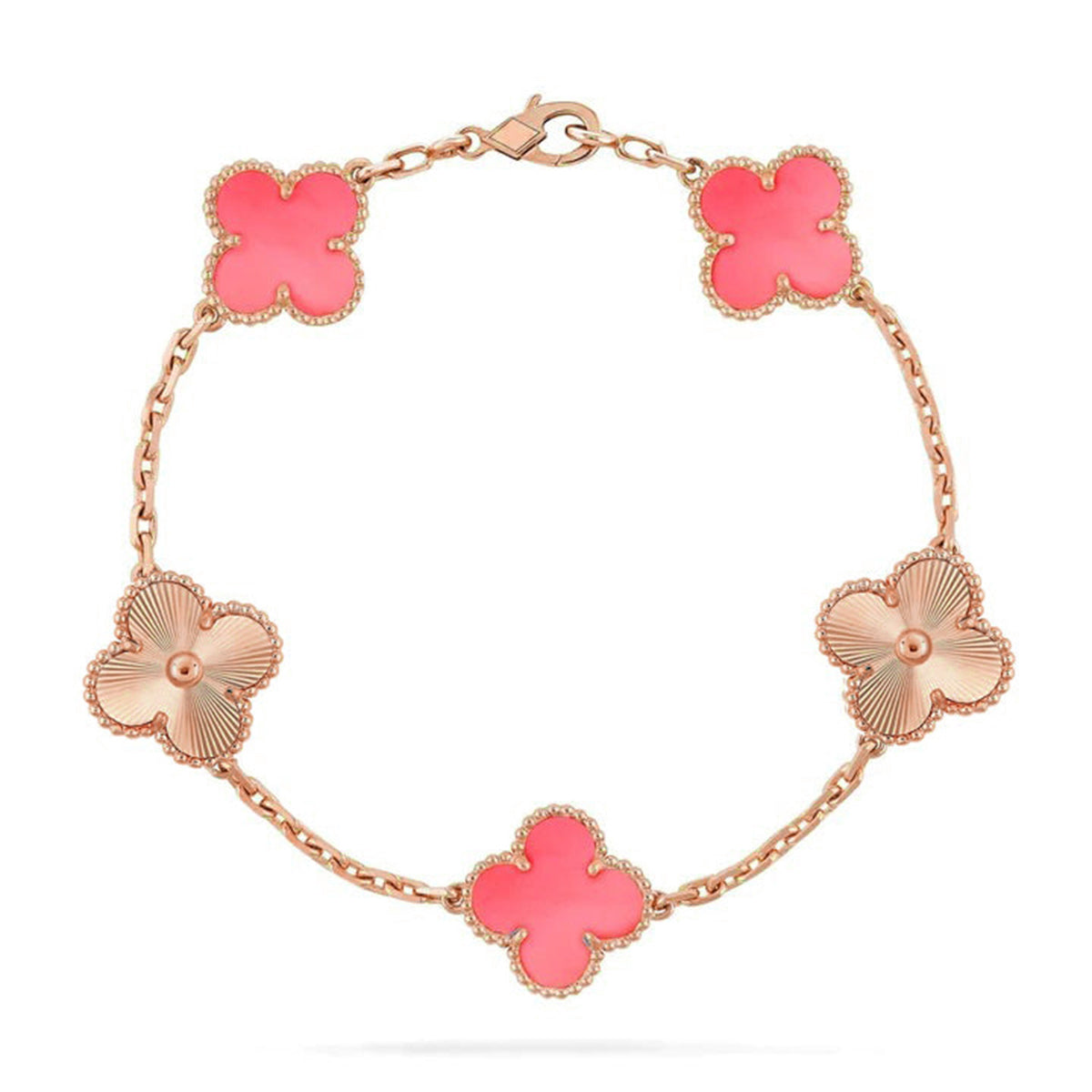 [Aura ]New  CLOVER 5 MOTIFS  PINK MOP BRACELET COLLECTION