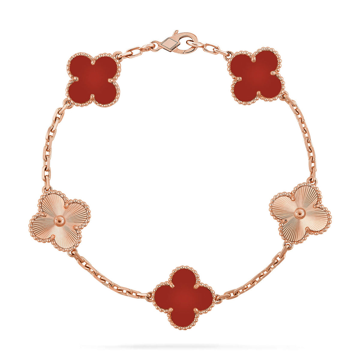 [Aura ]New  CLOVER 5 MOTIF RED CORNELIAN BRACELET COLLECTION