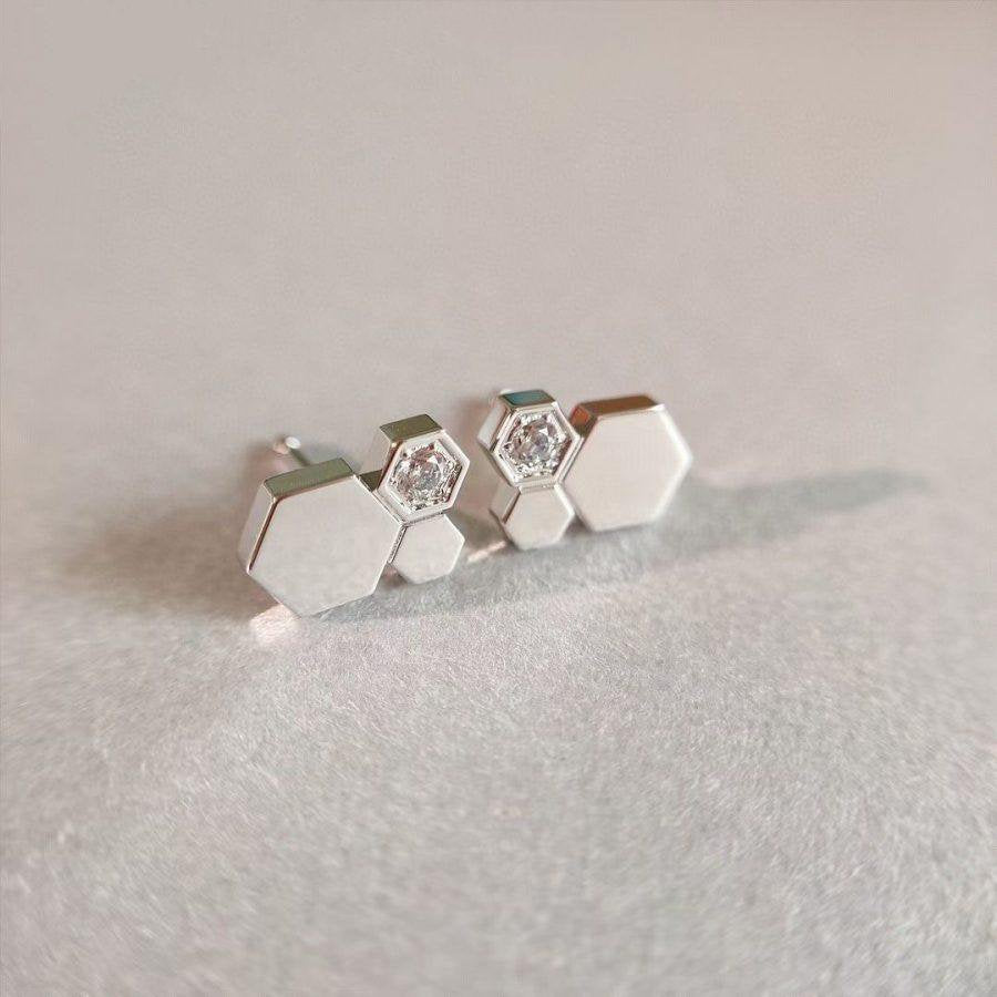 Aura BEE LOVE SILVER DIAMOND EARRINGS