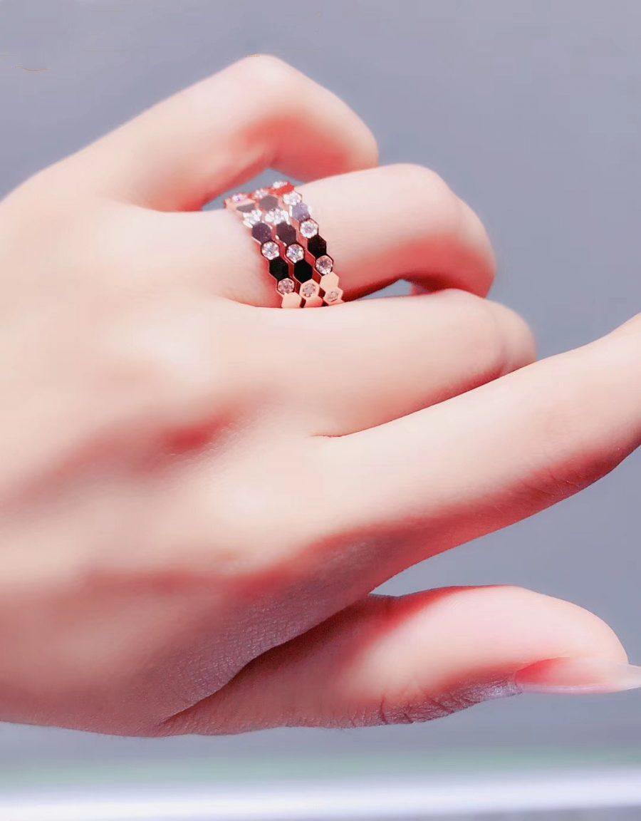 [⭐Aura ]BEE LOVE RING PINK GOLD DIAMOND