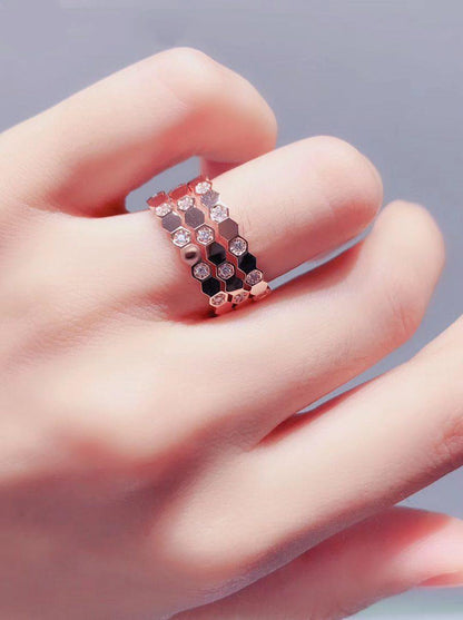 [⭐Aura ]BEE LOVE RING PINK GOLD DIAMOND