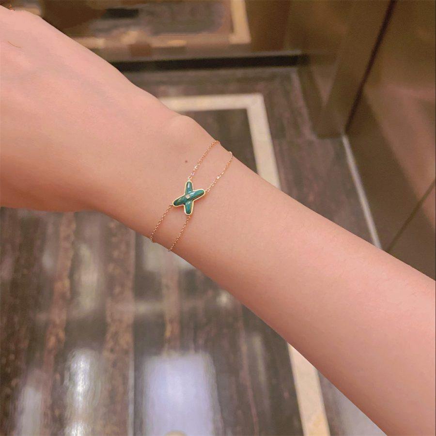 Aura JEUX BRACELET MALACHITE PINK GOLD 1 DIAMOND