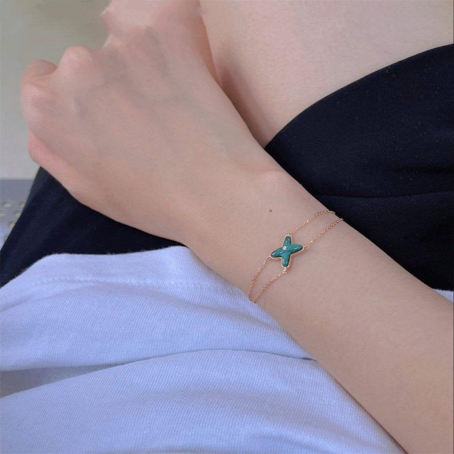 Aura JEUX BRACELET MALACHITE PINK GOLD 1 DIAMOND
