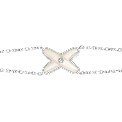 Aura JEUX ARMBAND WEISSES PERLMUTT SILBER 1 DIAMANT