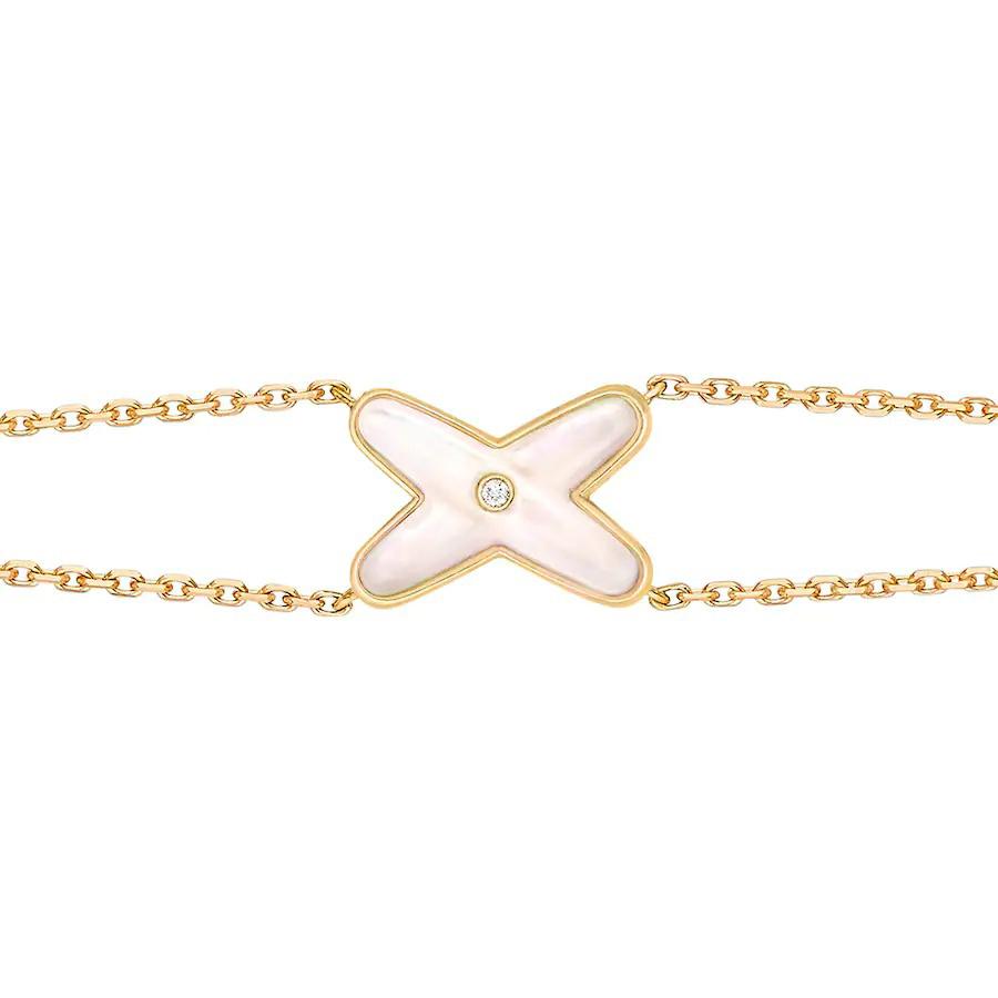 Aura JEUX ARMBAND WEISS PERLMUTT GOLD 1 DIAMANT