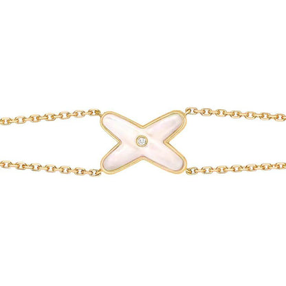Aura JEUX ARMBAND WEISS PERLMUTT GOLD 1 DIAMANT