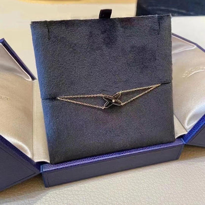 [⭐Aura ]JEUX BRACELET ONYX PINK GOLD 1 DIAMOND