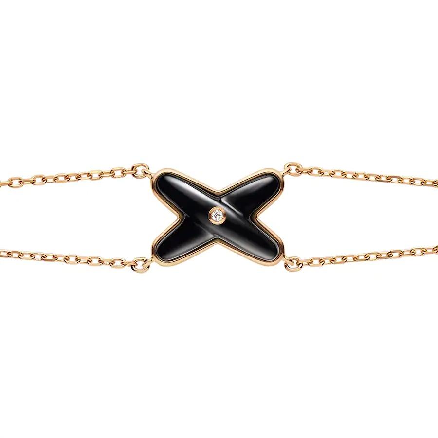 Aura JEUX ARMBAND ONYX ROSÉGOLD 1 DIAMANT