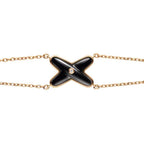 Aura JEUX ARMBAND ONYX ROSÉGOLD 1 DIAMANT