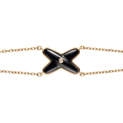 [⭐Aura ]JEUX BRACELET ONYX PINK GOLD 1 DIAMOND