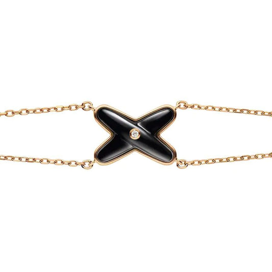 [⭐Aura ]JEUX BRACELET ONYX PINK GOLD 1 DIAMOND