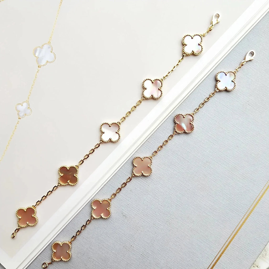 [Aura ]New  CLOVER 5 MOTIFS  PINK MOP BRACELET COLLECTION
