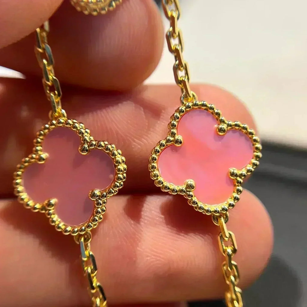 [Aura ]New  CLOVER 5 MOTIFS  PINK MOP BRACELET COLLECTION