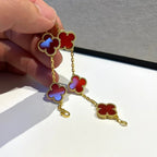 [Aura ]New  CLOVER 5 MOTIF RED CORNELIAN BRACELET COLLECTION