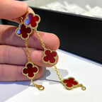 [Aura ]New  CLOVER 5 MOTIF RED CORNELIAN BRACELET COLLECTION