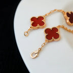 [Aura ]New  CLOVER 5 MOTIF RED CORNELIAN BRACELET COLLECTION