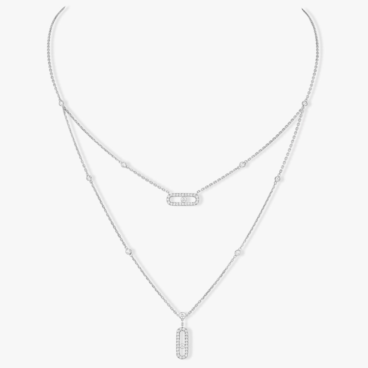 [⭐Aura ]MOVE 2 ROW DIAMOND NECKLACE