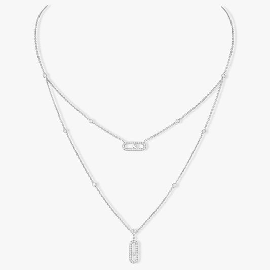 [⭐Aura ]MOVE 2 ROW DIAMOND NECKLACE