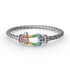 Aura FORC LARGE HORSESHOE  COLORED DIAMOND BRACELET SILVER