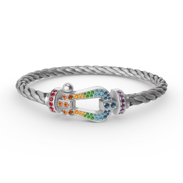 Aura FORC GROSSES HUFEISEN FARBIGES DIAMANTENARMBAND SILBER