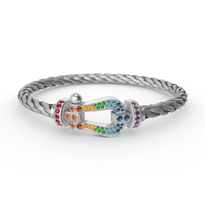 Aura FORC GROSSES HUFEISEN FARBIGES DIAMANTENARMBAND SILBER