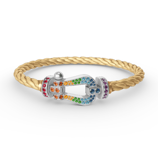 Aura FORC LARGE HORSESHOE  COLORED DIAMOND BRACELET SILVER