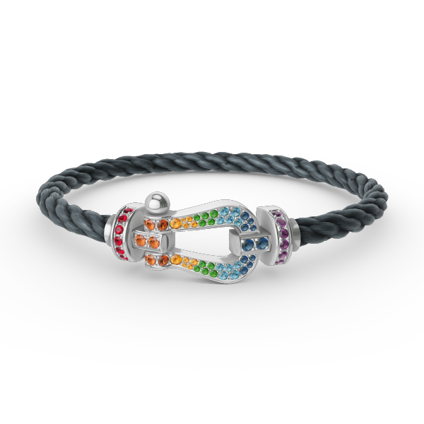 Aura FORC LARGE HORSESHOE  COLORED DIAMOND BRACELET SILVER