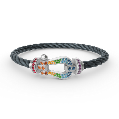 Aura FORC GROSSES HUFEISEN FARBIGES DIAMANTENARMBAND SILBER