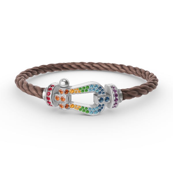 Aura FORC LARGE HORSESHOE  COLORED DIAMOND BRACELET SILVER