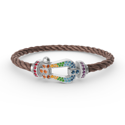 Aura FORC GROSSES HUFEISEN FARBIGES DIAMANTENARMBAND SILBER