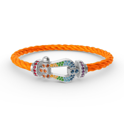 Aura FORC GROSSES HUFEISEN FARBIGES DIAMANTENARMBAND SILBER