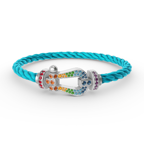Aura FORC GROSSES HUFEISEN FARBIGES DIAMANTENARMBAND SILBER