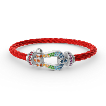 Aura FORC GROSSES HUFEISEN FARBIGES DIAMANTENARMBAND SILBER