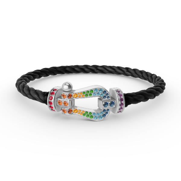 Aura FORC LARGE HORSESHOE  COLORED DIAMOND BRACELET SILVER